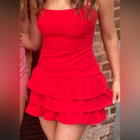 Likely Red Ruffled Tiered Mini Dress - Picture 6 of 9
